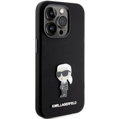 Dėklas Karl Lagerfeld KLHCP15XSMHKNPK iPhone 15 Pro Max 6.7" Juodas Silicone Ikonik Metal Pin 3