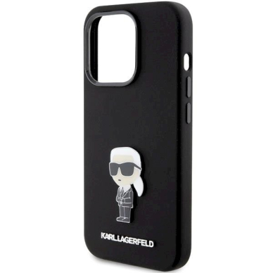 Dėklas Karl Lagerfeld KLHCP15XSMHKNPK iPhone 15 Pro Max 6.7" Juodas Silicone Ikonik Metal Pin 5