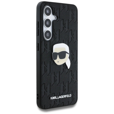 Dėklas Karl Lagerfeld Leather Monogram Pin Logo Karl Head Samsung Galaxy S25 Plus Juodas 3