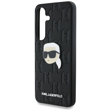 Dėklas Karl Lagerfeld Leather Monogram Pin Logo Karl Head Samsung Galaxy S25 Plus Juodas 5