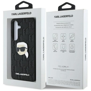 Dėklas Karl Lagerfeld Leather Monogram Pin Logo Karl Head Samsung Galaxy S25 Plus Juodas 7