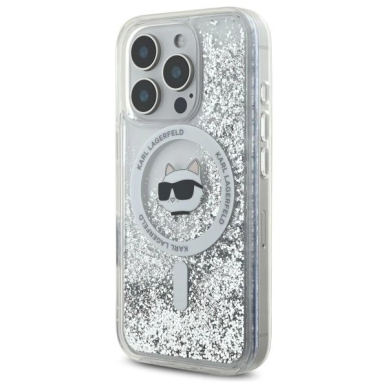 Dėklas Karl Lagerfeld Liquid Glitter Choupette Head Magsafe  iPhone 16 Pro Max - Skaidrus 1