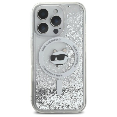 Dėklas Karl Lagerfeld Liquid Glitter Choupette Head Magsafe iPhone 16 Pro  - Skaidrus 2