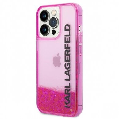 Dėklas Karl Lagerfeld Liquid Glitter Elong KLHCP14LLCKVF iPhone 14 Pro Rožinis 1