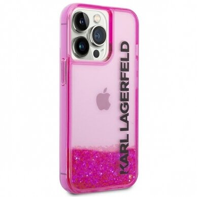 Dėklas Karl Lagerfeld Liquid Glitter Elong KLHCP14LLCKVF iPhone 14 Pro Rožinis 2