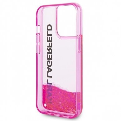 Dėklas Karl Lagerfeld Liquid Glitter Elong KLHCP14LLCKVF iPhone 14 Pro Rožinis 6