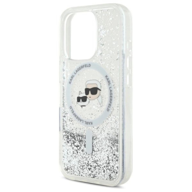 Dėklas Karl Lagerfeld Liquid Glitter Karl  Choupette Head Magsafe iPhone 16 Pro  - Skaidrus 5