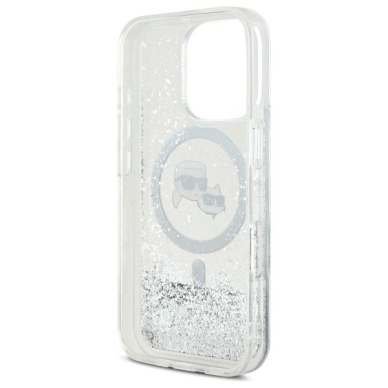 Dėklas Karl Lagerfeld Liquid Glitter Karl  Choupette Head Magsafe iPhone 16 Pro  - Skaidrus 6