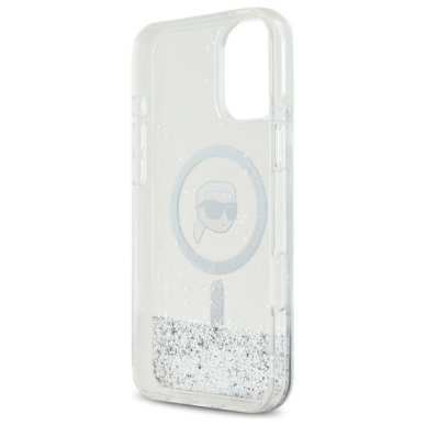 Dėklas Karl Lagerfeld Liquid Glitter Karl Head Magsafe  iPhone 16 Plus - Skaidrus 6