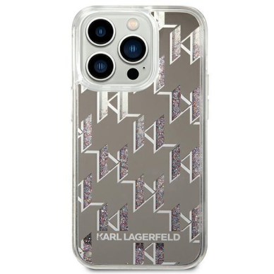 Dėklas Karl Lagerfeld Liquid Glitter Monogram KLHCP14XLMNMS iPhone 14 Pro Max Sidabrinis 2