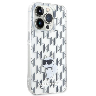 Dėklas Karl Lagerfeld Monogram Choupette case for iPhone 15 Pro Max - Permatomas 3