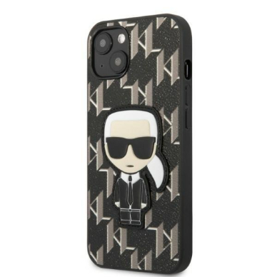 Iphone 13 Dėklas Karl Lagerfeld Monogram Ikonik Patch KLHCP13MPMNIKBK  Juodas 1