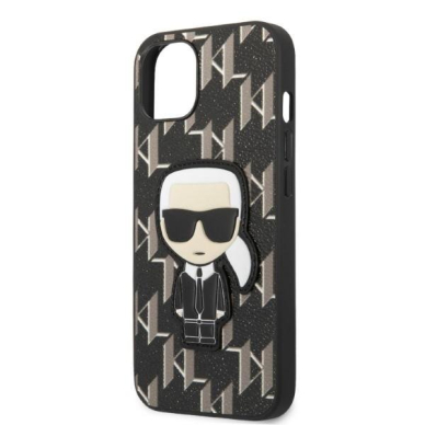 Iphone 13 Dėklas Karl Lagerfeld Monogram Ikonik Patch KLHCP13MPMNIKBK  Juodas 5