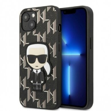 Iphone 13 Dėklas Karl Lagerfeld Monogram Ikonik Patch KLHCP13MPMNIKBK  Juodas