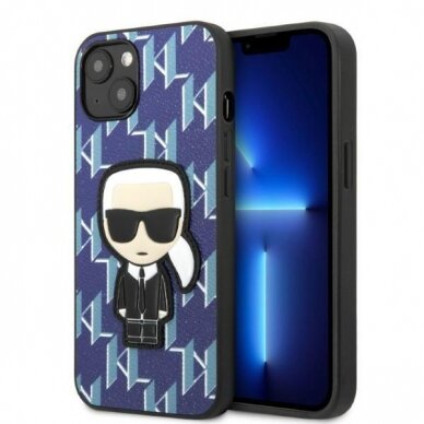 Iphone 13 Dėklas Karl Lagerfeld Monogram Ikonik Patch KLHCP13MPMNIKBL  Mėlynas