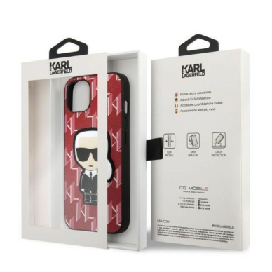 Iphone 13 Dėklas Karl Lagerfeld Monogram Ikonik Patch KLHCP13MPMNIKPI  Raudonas 7