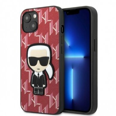 Iphone 13 Dėklas Karl Lagerfeld Monogram Ikonik Patch KLHCP13MPMNIKPI  Raudonas