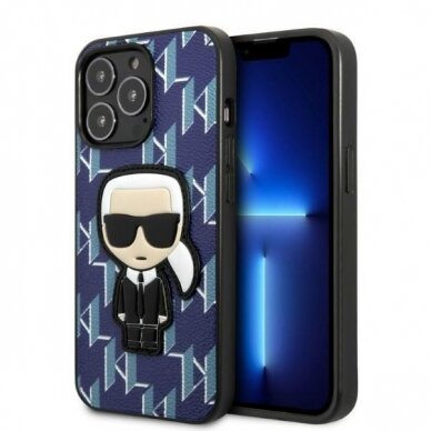 Dėklas Karl Lagerfeld Monogram Ikonik Patch KLHCP13XPMNIKBL iPhone 13 Pro Max Mėlynas