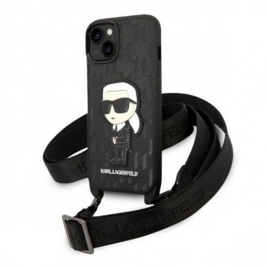 Dėklas Karl Lagerfeld Monogram Ikonik Patch KLHCP14SSTKMK iPhone 14 Juodas