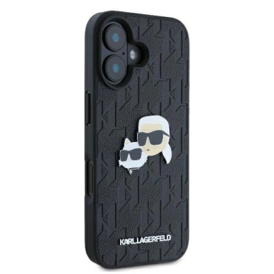 Dėklas Karl Lagerfeld Monogram Karl  Choupette Head Pin iPhone 16 Plus  - Juodas 3