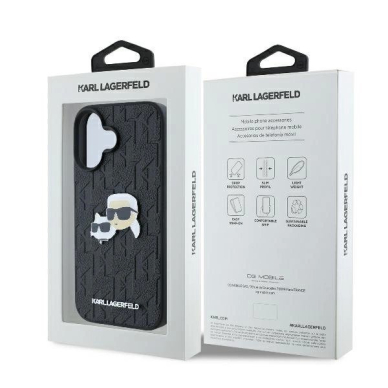 Dėklas Karl Lagerfeld Monogram Karl  Choupette Head Pin iPhone 16 Plus  - Juodas 7