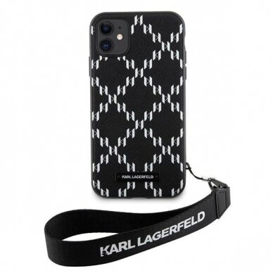 Dėklas Karl Lagerfeld Monogram Losange Saffiano KLHCN61SAKLMBSK iPhone 11 / Xr Juodas 2