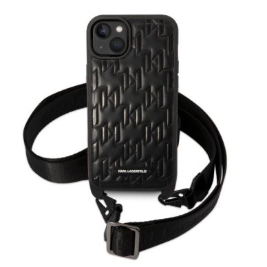 Dėklas Karl Lagerfeld Monogram Plaque Logo Strap KLHCP14MSTMK iPhone 14 Plus Juodas 1