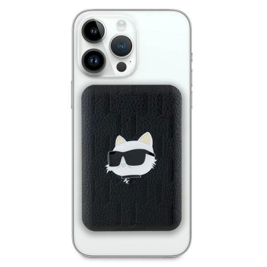 Dėklas Karl Lagerfeld Powerbank inductive KLPB5FPGKSCHHK 16W 5000mAh Juodas/Juodas Choupette Head Pin MagSafe 1