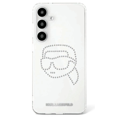 Dėklas Karl Lagerfeld Rhinestones Karl Head Logo Samsung Galaxy S25 Permatomas