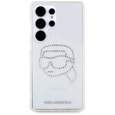 Dėklas Karl Lagerfeld Rhinestones Karl Head Logo Samsung Galaxy S25 Ultra Permatomas 2