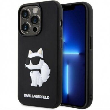 Dėklas Karl Lagerfeld Rubber Choupette 3D KLHCP14L3DRKHNK iPhone 14 Pro Juodas