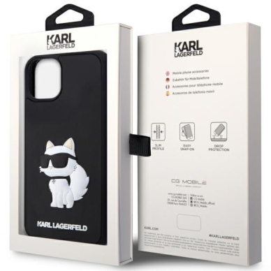 Dėklas Karl Lagerfeld Rubber Choupette 3D KLHCP14M3DRKHNK iPhone 14 Plus Juodas 7