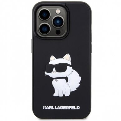 Dėklas Karl Lagerfeld Rubber Choupette 3D KLHCP14X3DRKHNK iPhone 14 Pro Max Juodas 2