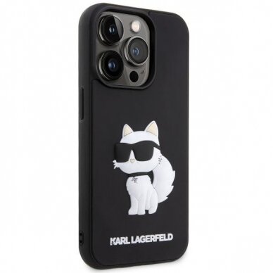 Dėklas Karl Lagerfeld Rubber Choupette 3D KLHCP14X3DRKHNK iPhone 14 Pro Max Juodas 3