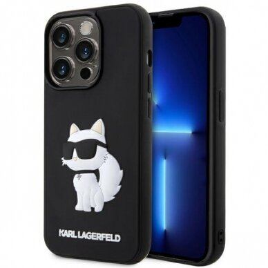 Dėklas Karl Lagerfeld Rubber Choupette 3D KLHCP14X3DRKHNK iPhone 14 Pro Max Juodas