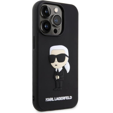 Dėklas Karl Lagerfeld Rubber Ikonik 3D KLHCP14L3DRKINK iPhone 14 Pro Juodas 3