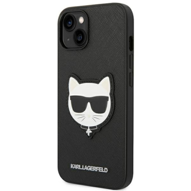 Dėklas Karl Lagerfeld Saffiano Choupette Head Patch KLHCP14MSAPCHK iPhone 14 Plus Juodas 1