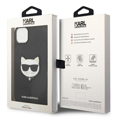 Dėklas Karl Lagerfeld Saffiano Choupette Head Patch KLHCP14SSAPCHK iPhone 14 Juodas 4