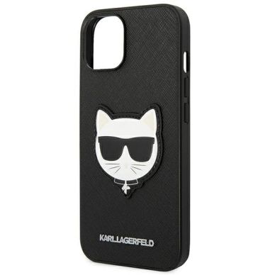 Dėklas Karl Lagerfeld Saffiano Choupette Head Patch KLHCP14SSAPCHK iPhone 14 Juodas 7