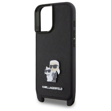 Dėklas Karl Lagerfeld Saffiano KarlChoupette Metal Pin CBDY Strap iPhone 16  - Juodas 3