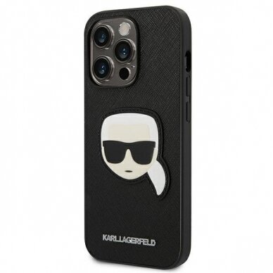 Dėklas Karl Lagerfeld Saffiano Karl`s Head Patch KLHCP14LSAPKHK iPhone 14 Pro Juodas 1