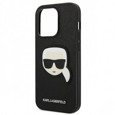 Dėklas Karl Lagerfeld Saffiano Karl`s Head Patch KLHCP14XSAPKHK iPhone 14 Pro Max Juodas 5