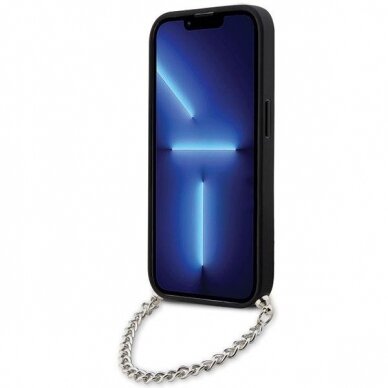 Dėklas Karl Lagerfeld Saffiano Monogram Chain KLHCP14LSACKLHPG iPhone 14 Pro Sidabrinis 3