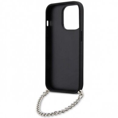 Dėklas Karl Lagerfeld Saffiano Monogram Chain KLHCP14LSACKLHPG iPhone 14 Pro Sidabrinis 5