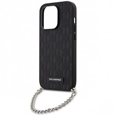 Dėklas Karl Lagerfeld Saffiano Monogram Chain KLHCP14LSACKLHPK iPhone 14 Pro Juodas 4