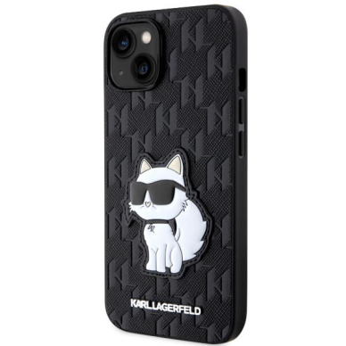 Dėklas Karl Lagerfeld Saffiano Monogram Choupette KLHCP14MSAKHPCK iPhone 14 Plus Juodas 1