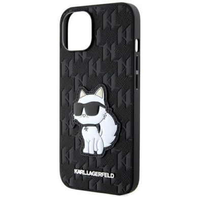 Dėklas Karl Lagerfeld Saffiano Monogram Choupette KLHCP14MSAKHPCK iPhone 14 Plus Juodas 5