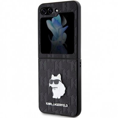 Dėklas Karl Lagerfeld Saffiano Monogram Choupette Pin case for Samsung Galaxy Z Flip 5 - Juodas 5