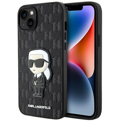 Dėklas Karl Lagerfeld Saffiano Monogram Ikonik KLHCP14MSAKHPKK iPhone 14 Plus Juodas