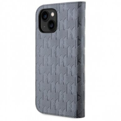 Dėklas Karl Lagerfeld Saffiano Monogram KLBKP14SSAKLHPG iPhone 14 Sidabrinis 1